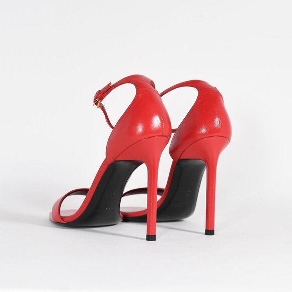 Saint Laurent Amber 85 Red Leather Sandals – Iconic and Elegant Design - Picture 6 of 15